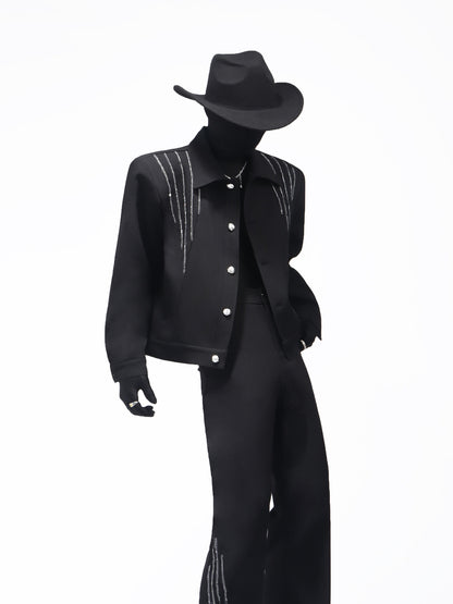 Studs Line Short Jacket & Studs Line Flare Trousers Setup WN23715