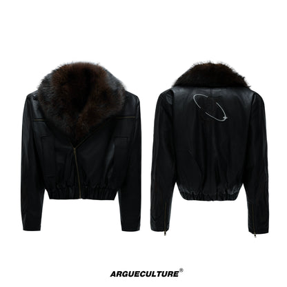 Detachable Fur Collar Embossed Thick Puffer Jacket WN21726