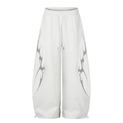Tribal Print Drawstring Wide Leg Sweatpants WN25395