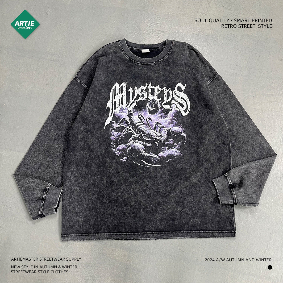 Heavyweight Wax-Dyed Washed Print Long Sleeve T-Shirt WN9988