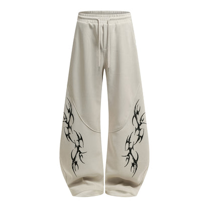 Thorn Print Zipper Hoodie & Thorn Print Wide Leg Sweatpants Setup WN25656