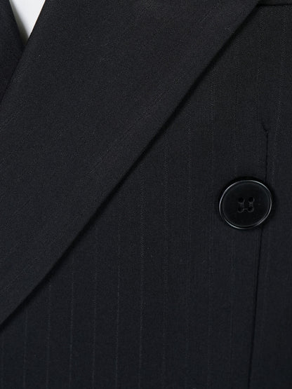 Double Breasted Tailored Jacket & Wide Leg Pleats Trousers Setup WN24307