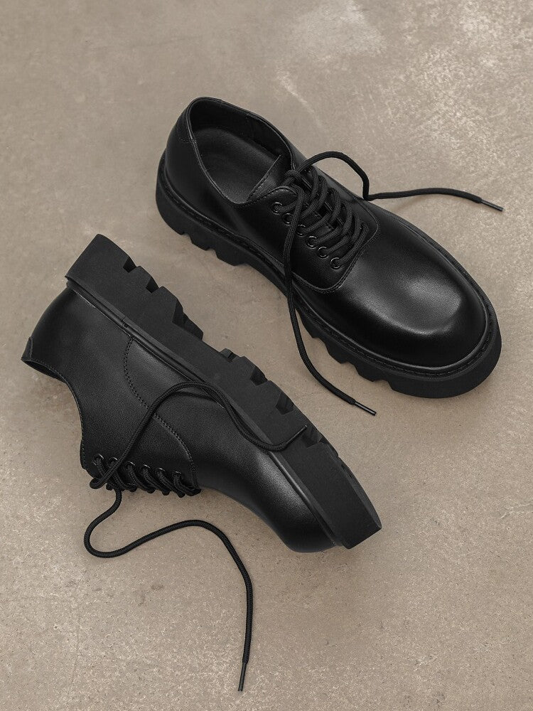 Lace Up Thick Sole PU Leather Shoes WN24570