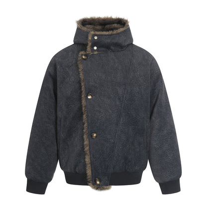 Deconstruction Fleece Lining Hooded Oversize Puffer Jacket WN27922