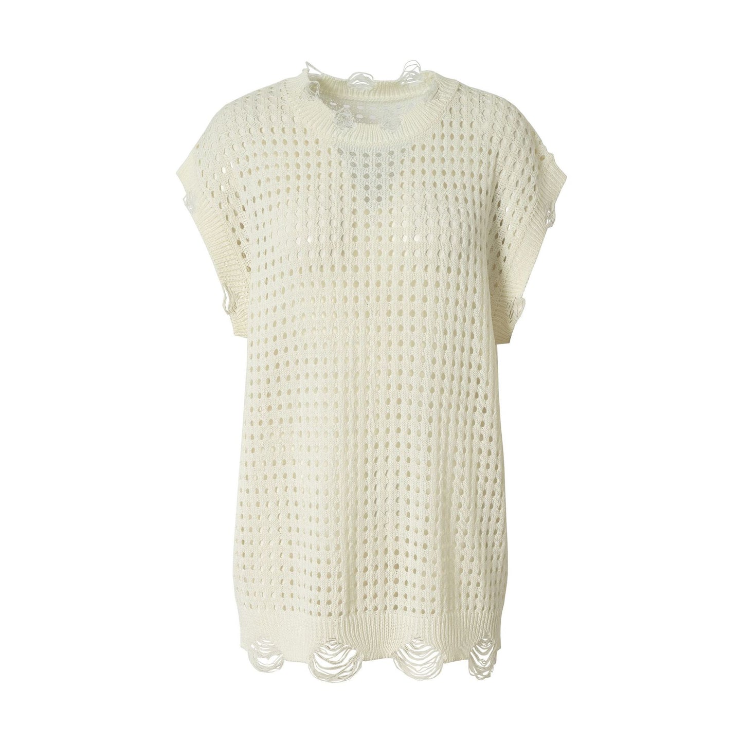 Mesh Damage Design Knit Vest WN25757