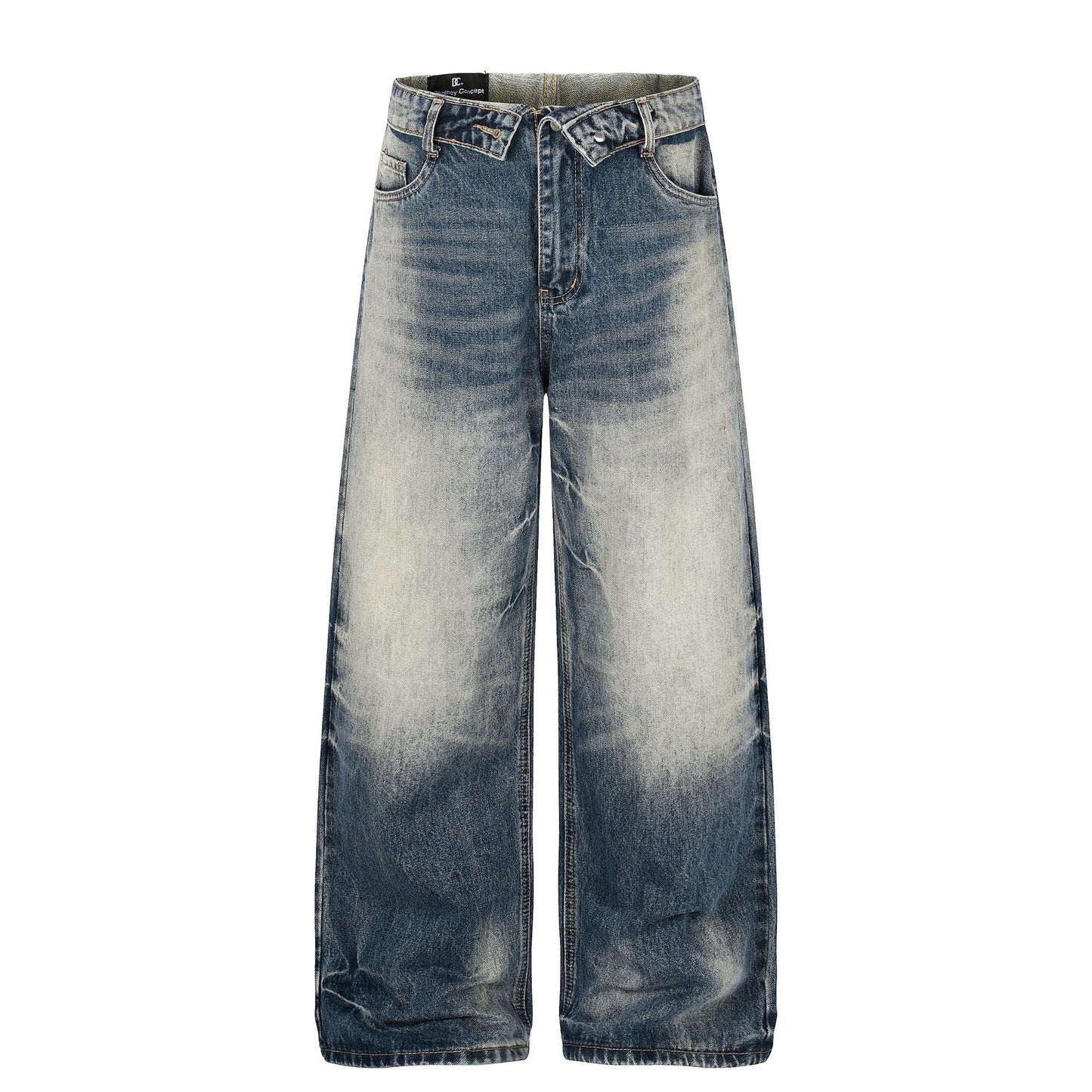 Washed Whiskers Lightning Wide Leg Denim Jeans WN25826