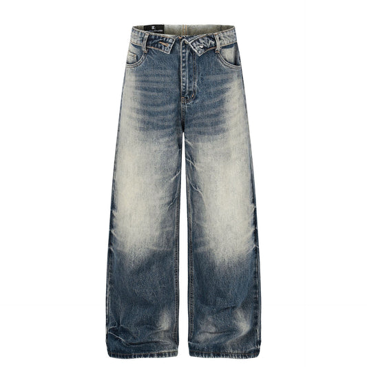 Washed Whiskers Lightning Wide Leg Denim Jeans WN25826