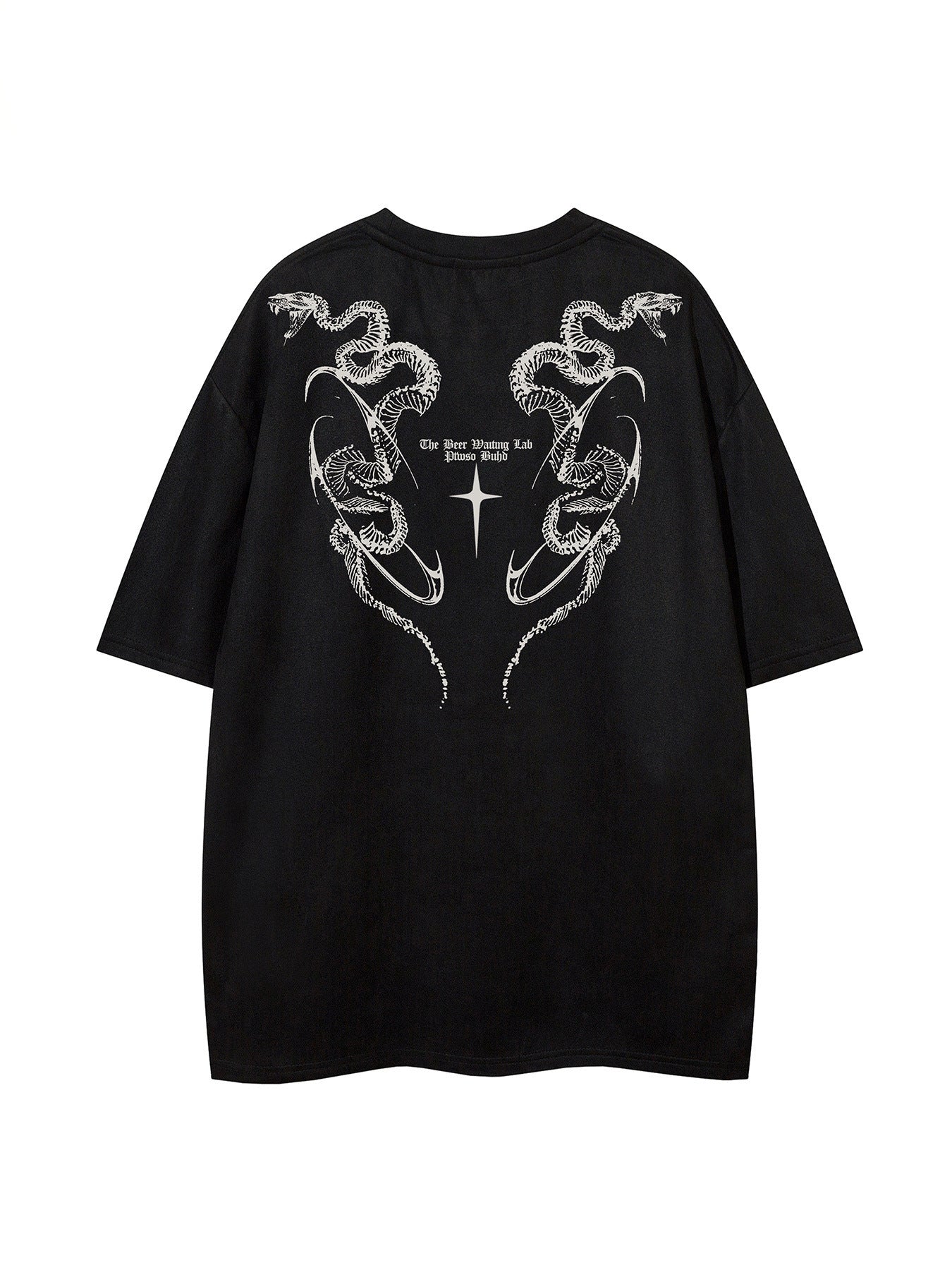 Python Print Suede Letter Print Short Sleeve T-Shirt WN25588