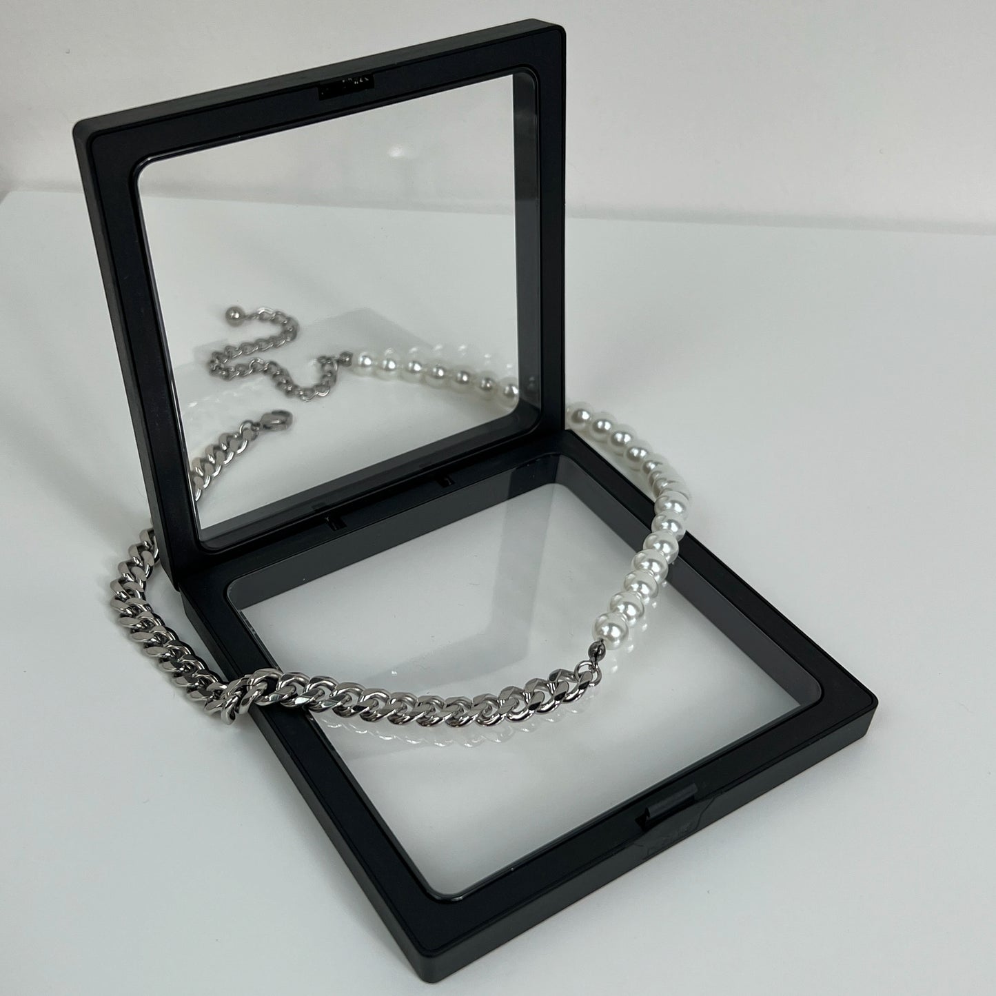 Pearl Cuban Chain Titanium Steel Necklace & Bracelet & Pendant WN19223