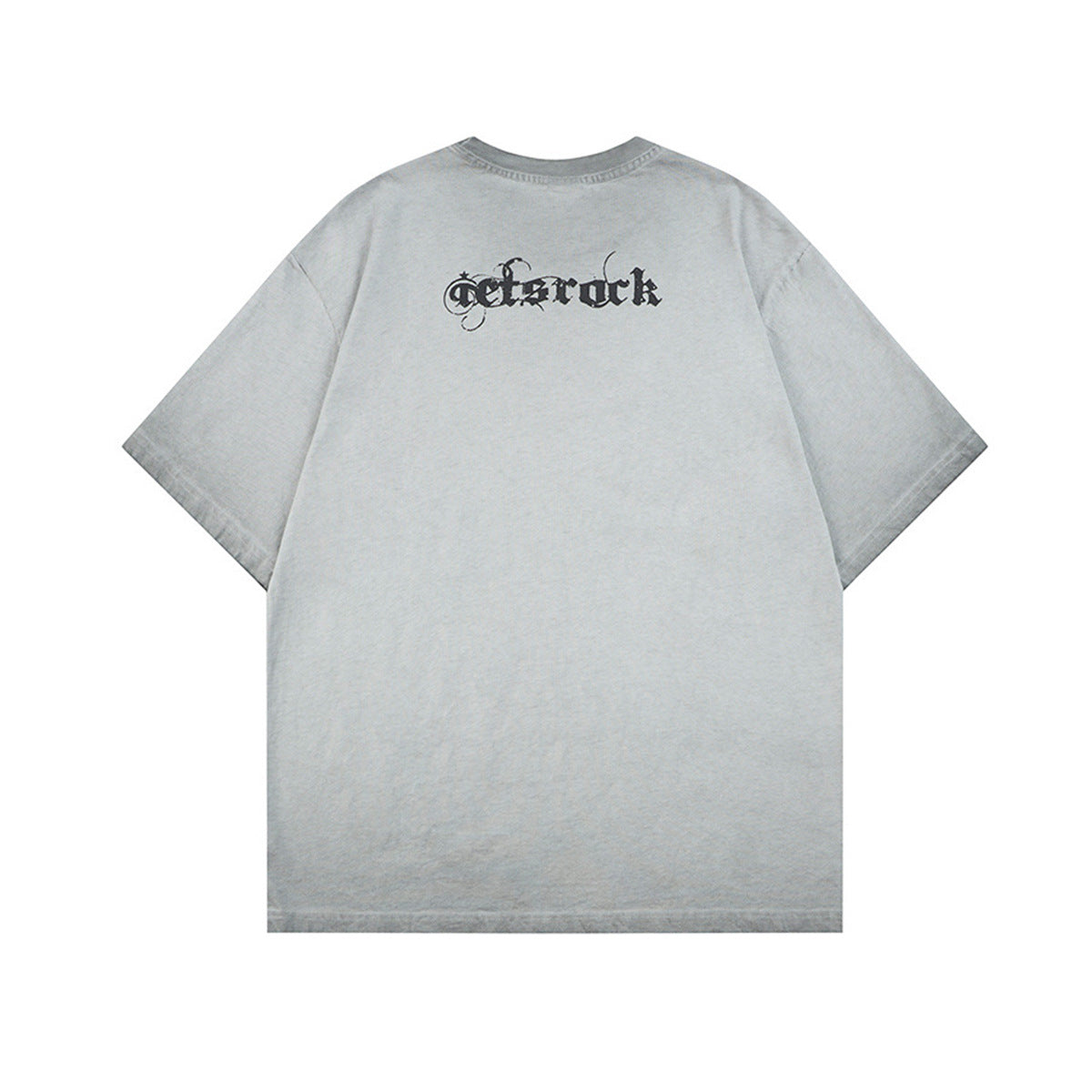 Washed Portrait Letter Print Short Sleeve T-Shirt WN25387