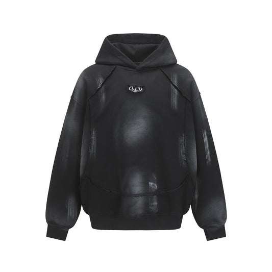 Spray Paint Wash Raw Edge Pullover Hoodie WN25713