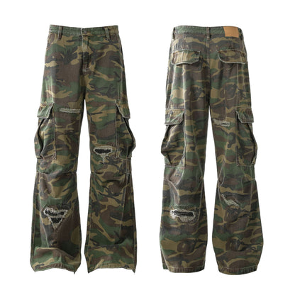 Camouflage Damage Cargo Pants WN25400