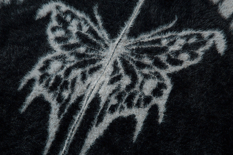 Colorblock Butterfly High-Neck Oversize Knit Cardigan WN11392