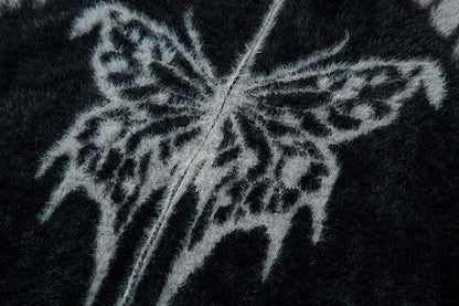 Colorblock Butterfly High-Neck Oversize Knit Cardigan WN11392