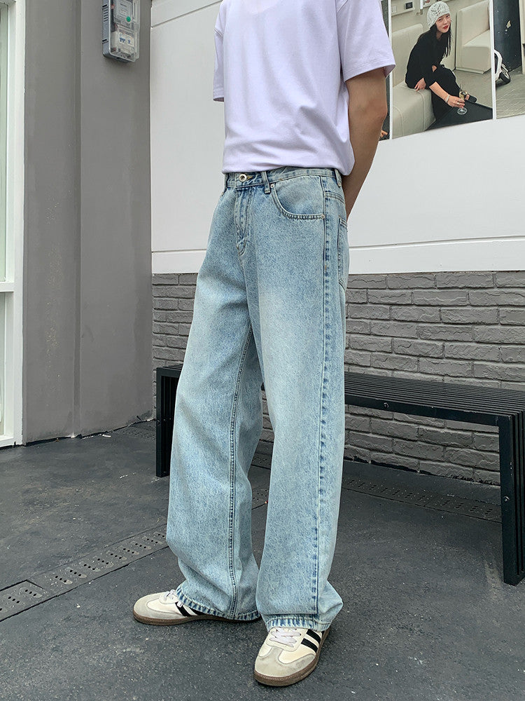 Washed Straight Denim Jeans WN24981