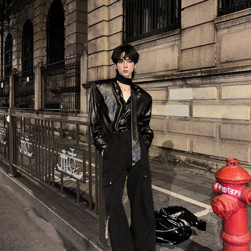 PU Leather Oversize Long Sleeve Shirt WN25129
