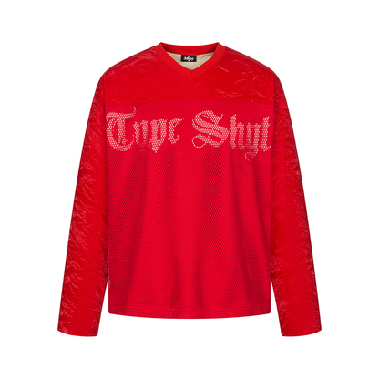 Velvet Texture Mesh Hollow Print Long Sleeve T-Shirt WN20988