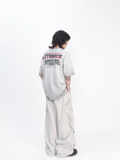 Rhinestone Print Washed Oversize Short Sleeve T-Shirt WN24417