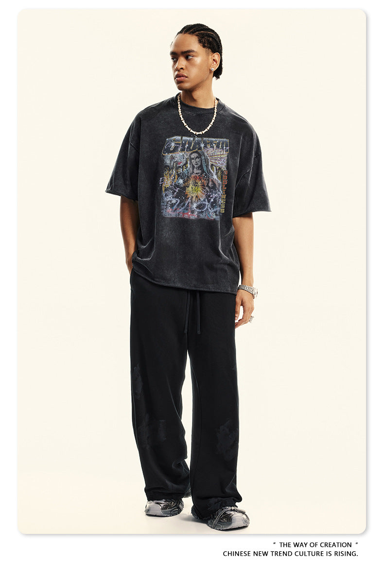 Washed Pure Cotton Short Sleeve T-Shirt WN7830