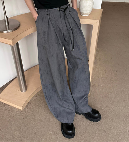 Deconstructed Pleats Draped Wide Leg Trousers WN25250