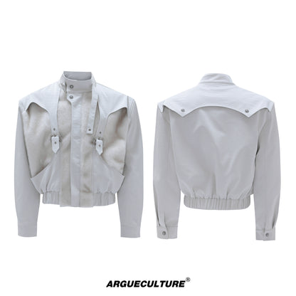 Snake Design Metal Button PU Leather Short Jacket WN21705