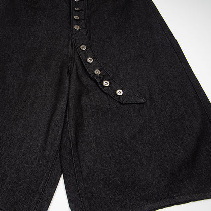 Washed Wide Leg Denim Short Pants WN25572