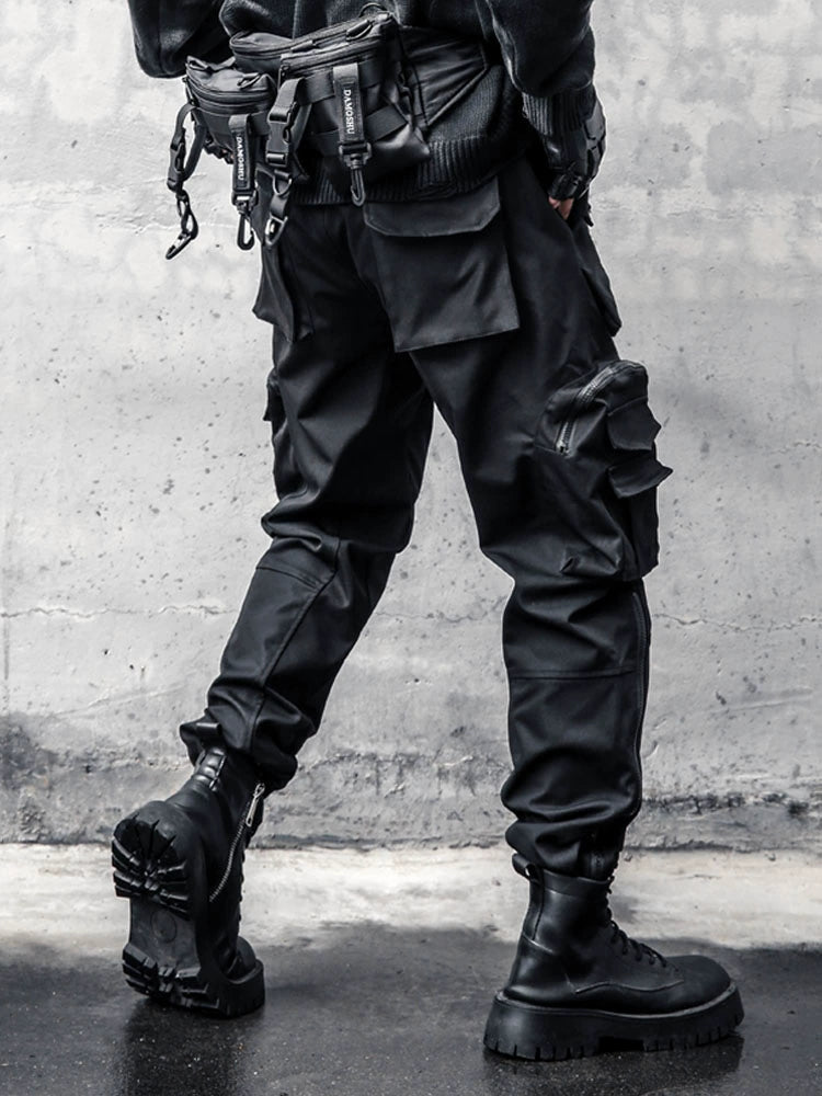 Tactical Multi-Pocket Zipper Wide Leg Cargo Pants WN22428