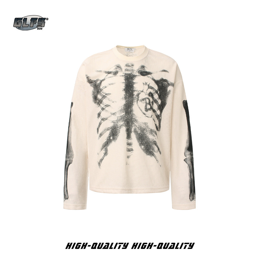 Waffle Skeleton Graphic Long Sleeve T-Shirt WN26491