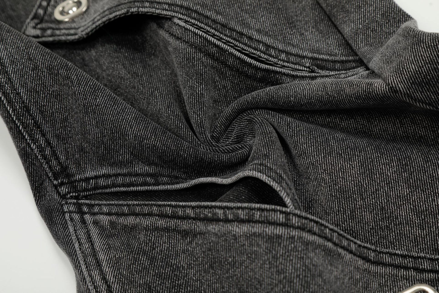 Washed Irregular Panel Wide Leg Denim Jeans WN25825