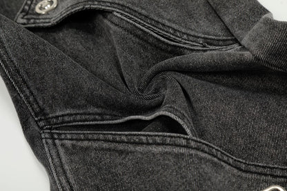 Washed Irregular Panel Wide Leg Denim Jeans WN25825