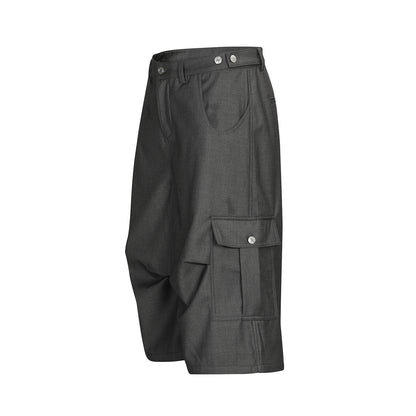 Side Pocket Wide Leg Half Pants WN15553