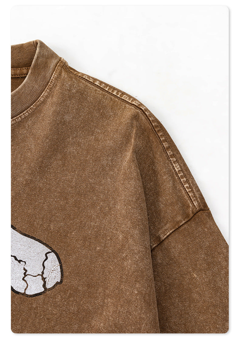 Washed Pure Cotton Print Long Sleeve T-Shirt WN7895