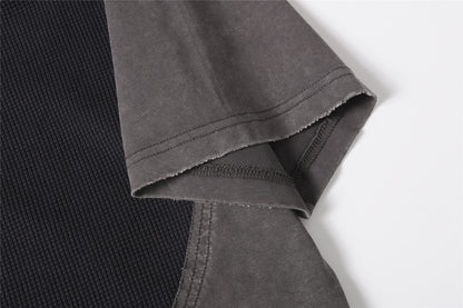 Waffle Panel Zip Design Short Sleeve T-Shirt WN26751