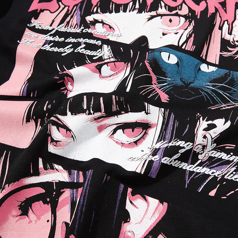 Anime Print Oversize Short Sleeve T-Shirt WN18521
