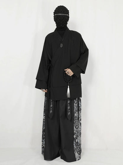 Patchwork Embroidery Wide Leg Trousers WN20166