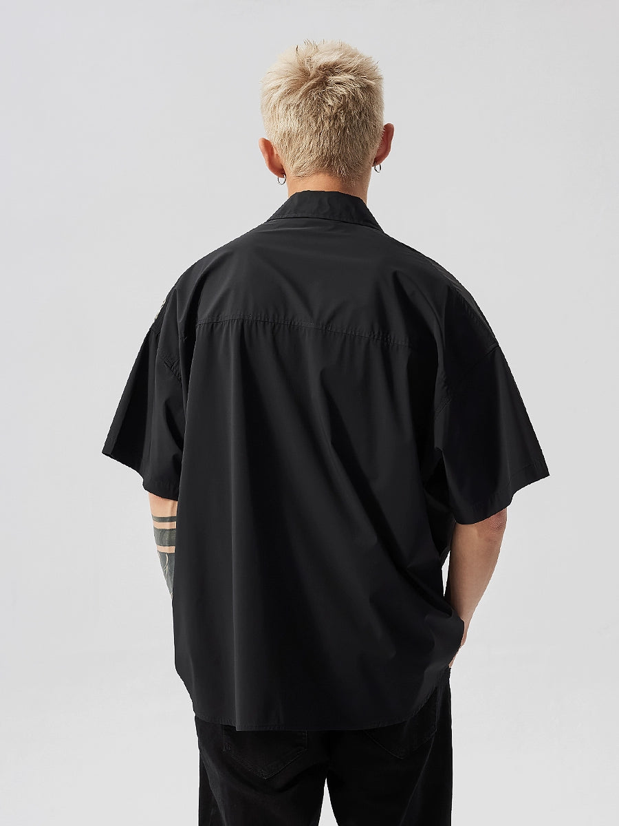 Deconstruction Tie-Dye Patchwork Oversize Short Sleeve Shirt WN17540