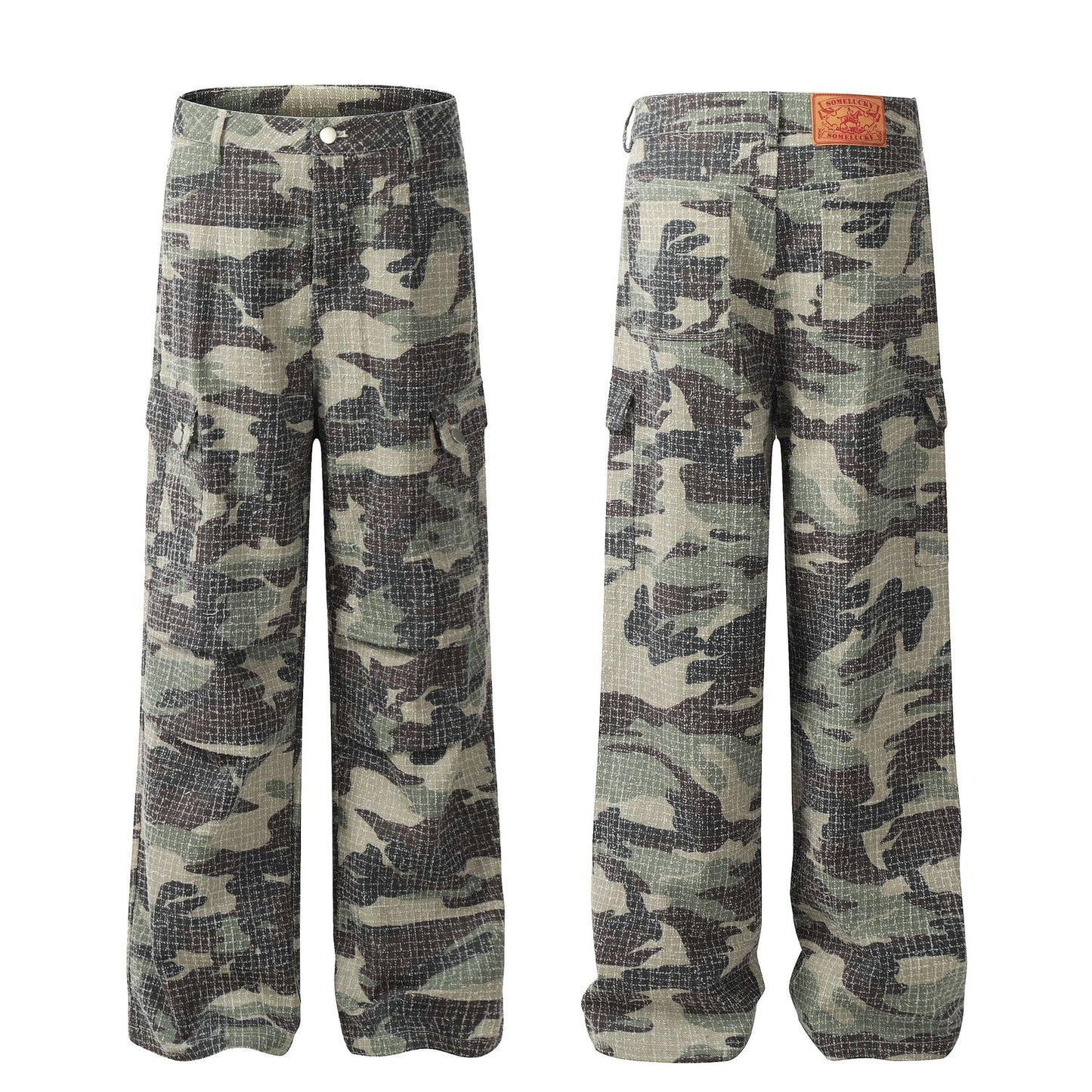 Camouflage Wide-Leg Cargo Pants WN11283