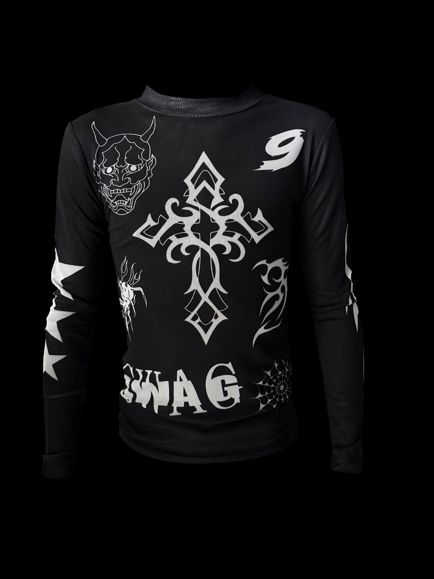 Double Layer Mesh Long Sleeve T-Shirt WN20963