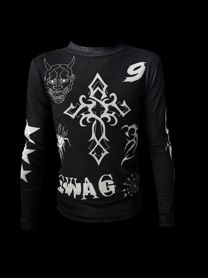 Double Layer Mesh Long Sleeve T-Shirt WN20963