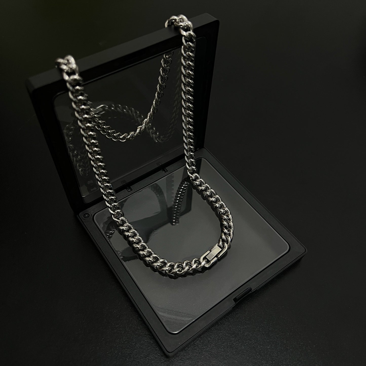 Cuban Chain Titanium Steel Necklace & Bracelet WN19249