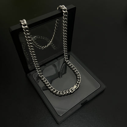 Cuban Chain Titanium Steel Necklace & Bracelet WN19249
