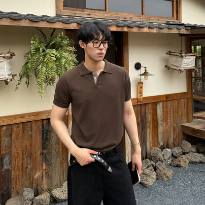 Rib Knit Short Sleeve Polo Shirt WN24990