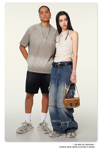 Washed Gradient Raglan Sleeve T-Shirt WN6065