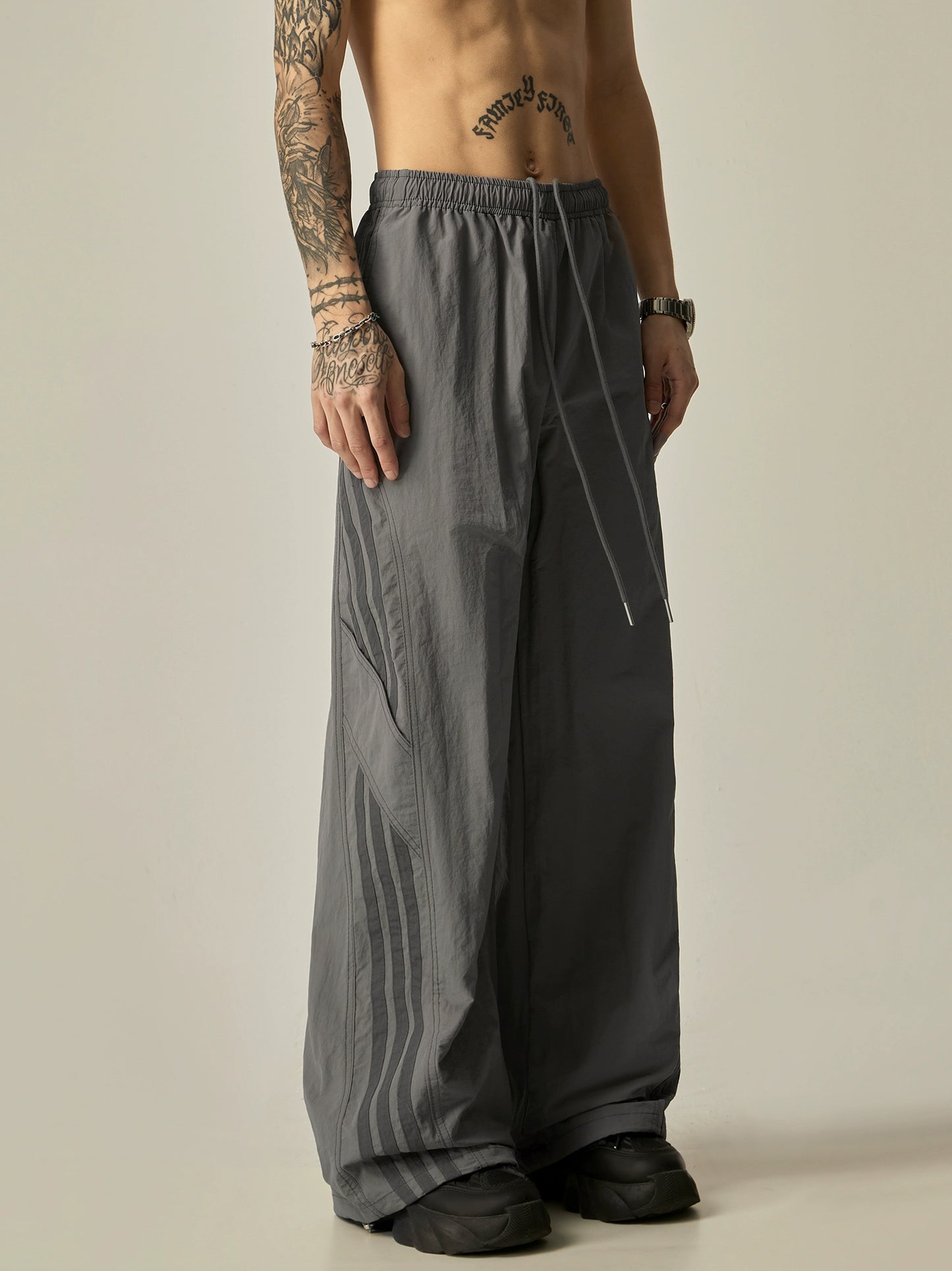 Quick Drying Side Stripes Wide-Leg Straight Pants WN7747