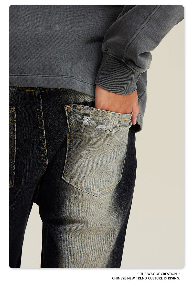 Washed Damage Flare Denim Jeans WN6415