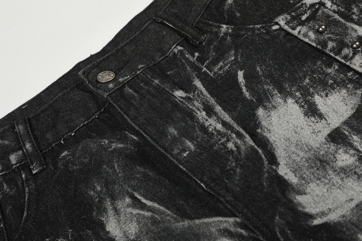 Paint Studs Curved Denim Jeans WN25499