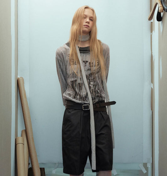 Stripe Fake Layered Graphic Long Sleeve T-Shirt WN25494