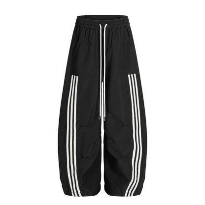 Stripe Zipper Jacket & Stripe Wide Leg Pants Setup WN28059