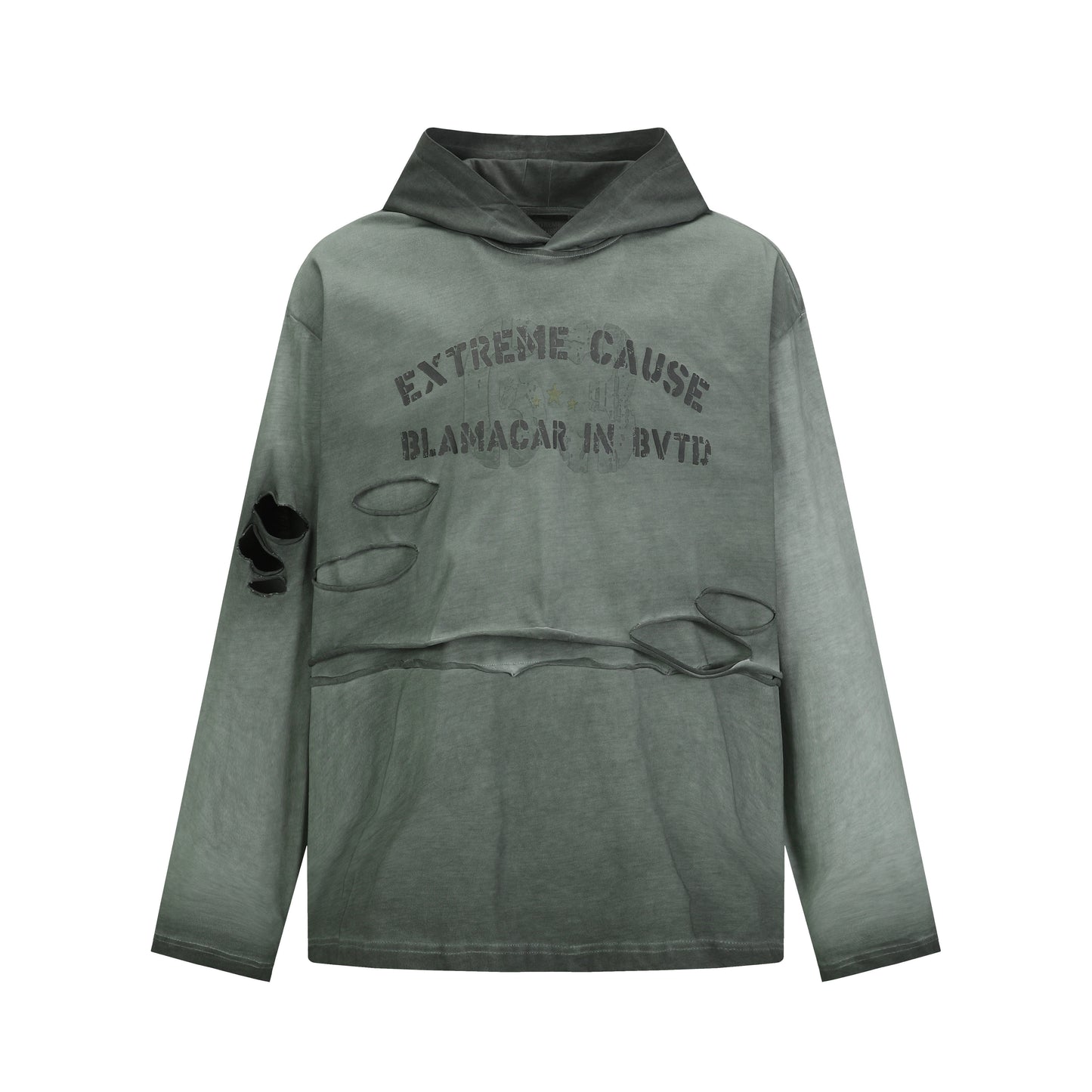 Damage Letter Print Layered Hoodie WN24495