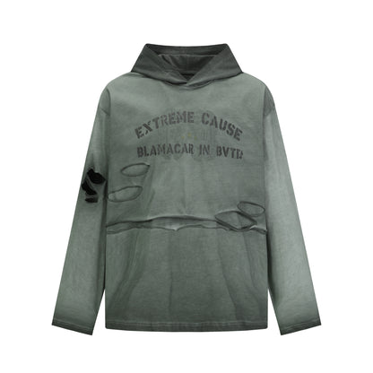Damage Letter Print Layered Hoodie WN24495